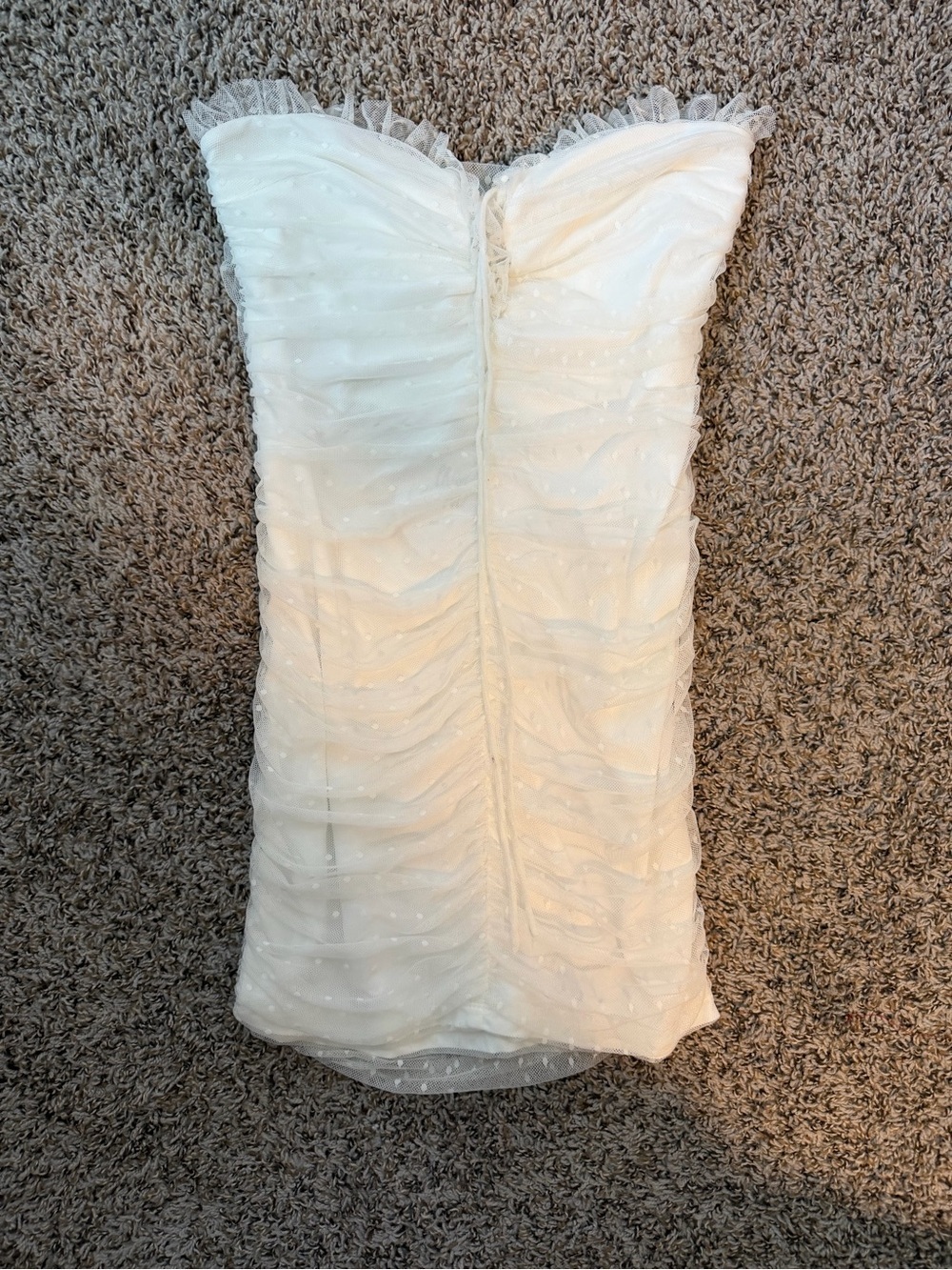 ⚡️NWT Princess Polly Ayesha Ivory Strapless Ruffled Tulle Mini Dress